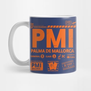 Vintage Palma de Mallorca PMI Airport Code Travel Day Retro Travel Tag Mug